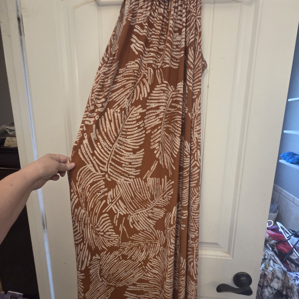Anne Klein Brown and White Printed Maxi Dress